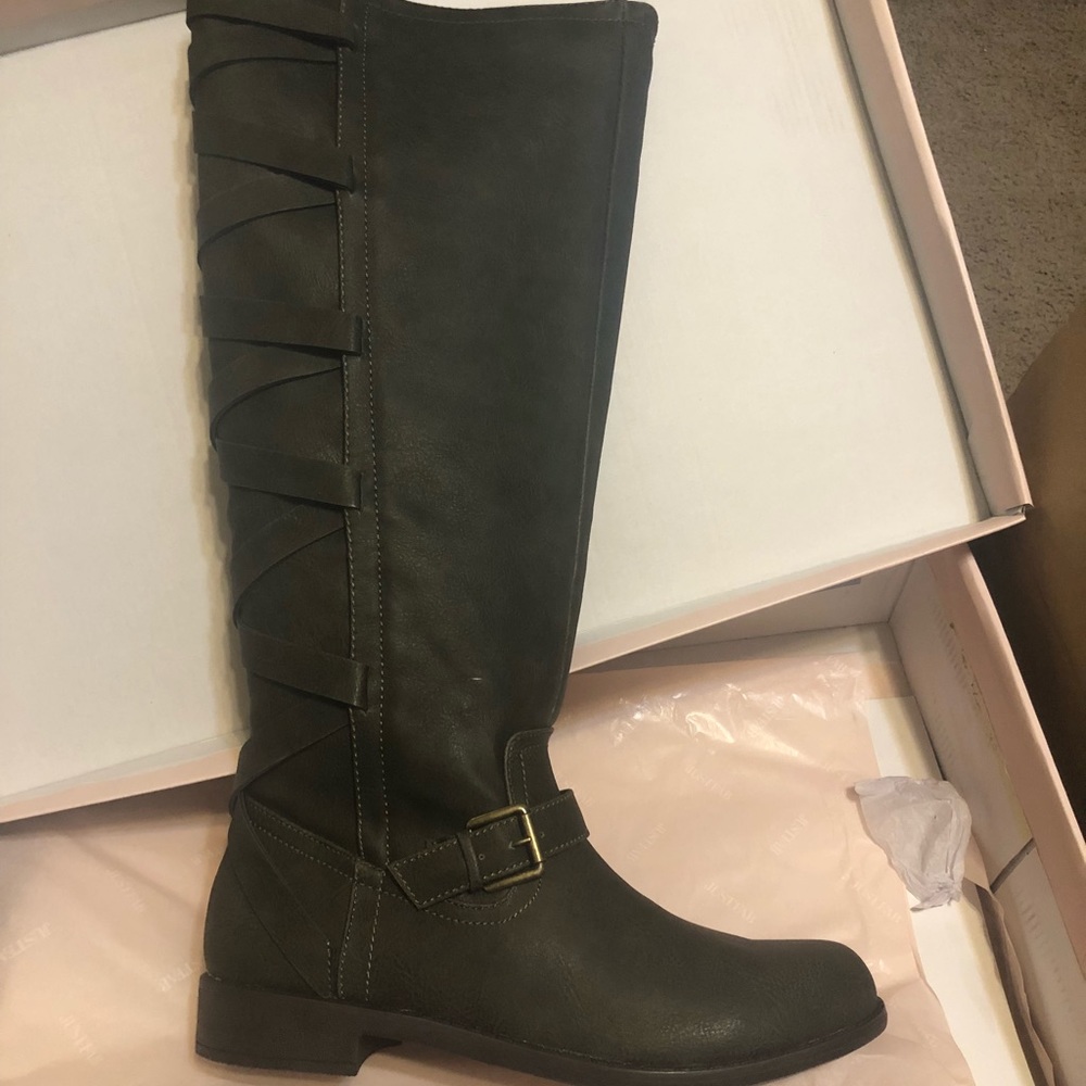 Wide calf dark olive boots